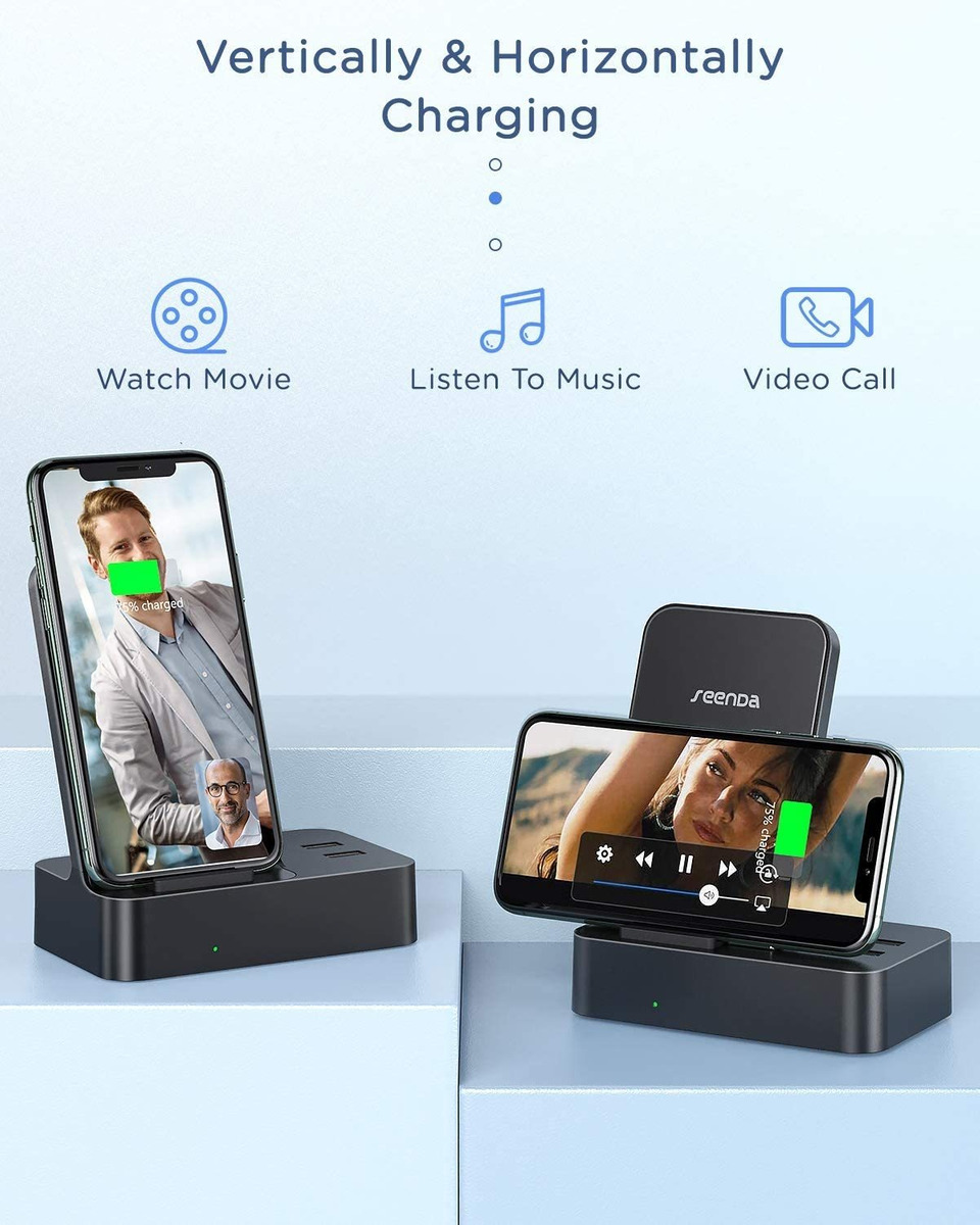 Seenda Cargador Inalámbrico Con 2 Puertos Usb - 3 En 1 Estac