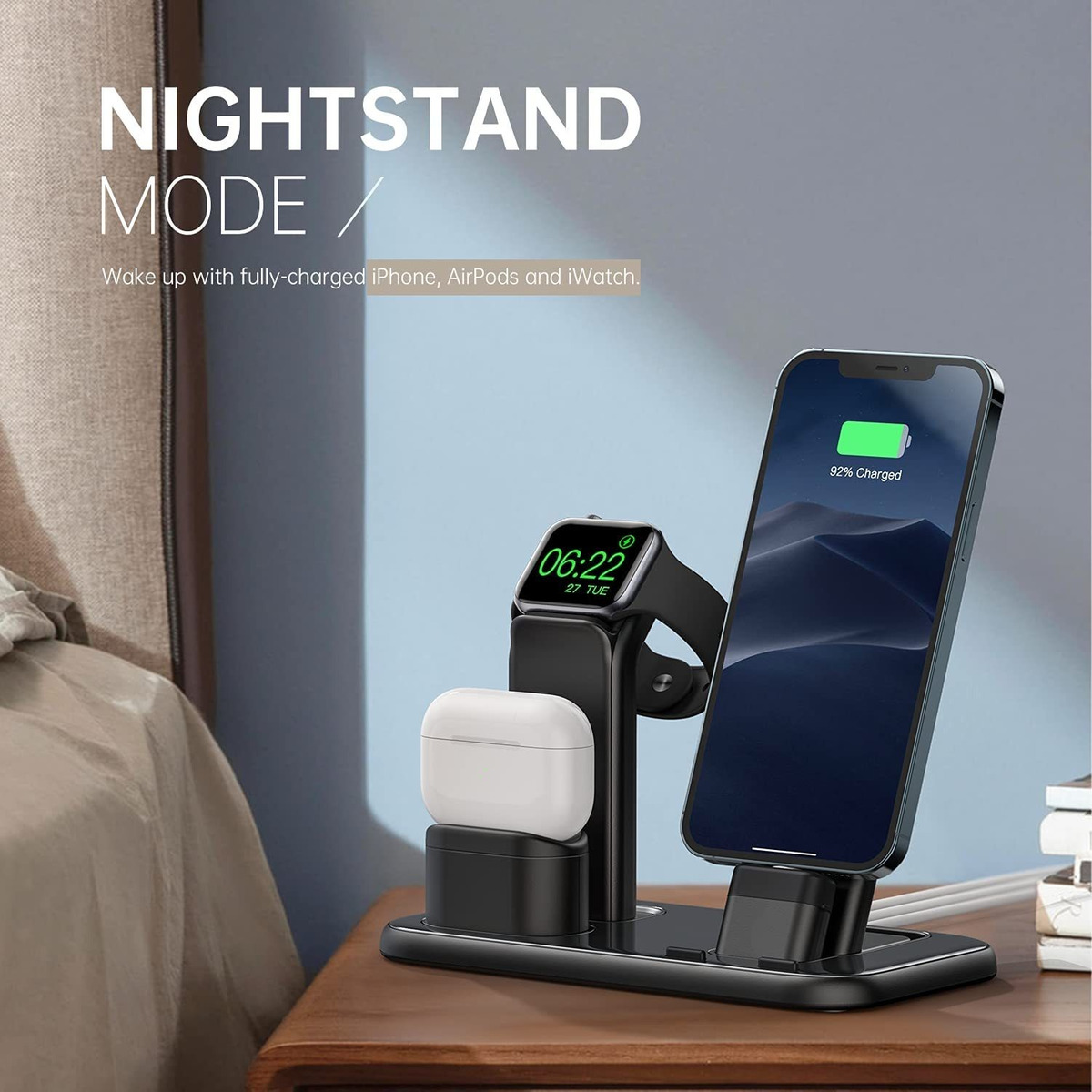 Beacoo Soporte De Carga 3 En 1 Para Iwatch Series 7/6/5/4/3/