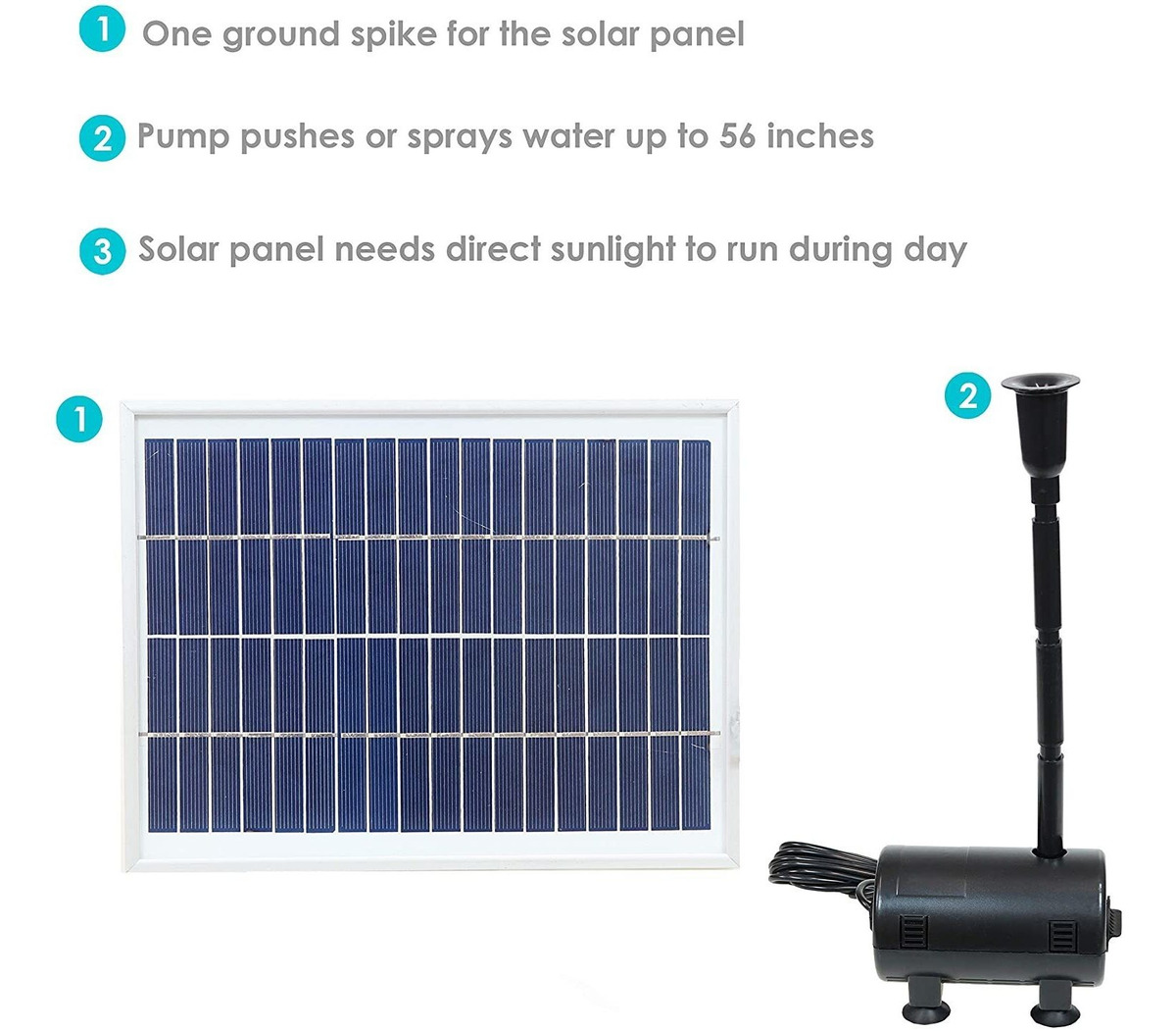 Sunnydaze Bomba Solar Al Aire Libre Y El Panel Fuente Kit Co