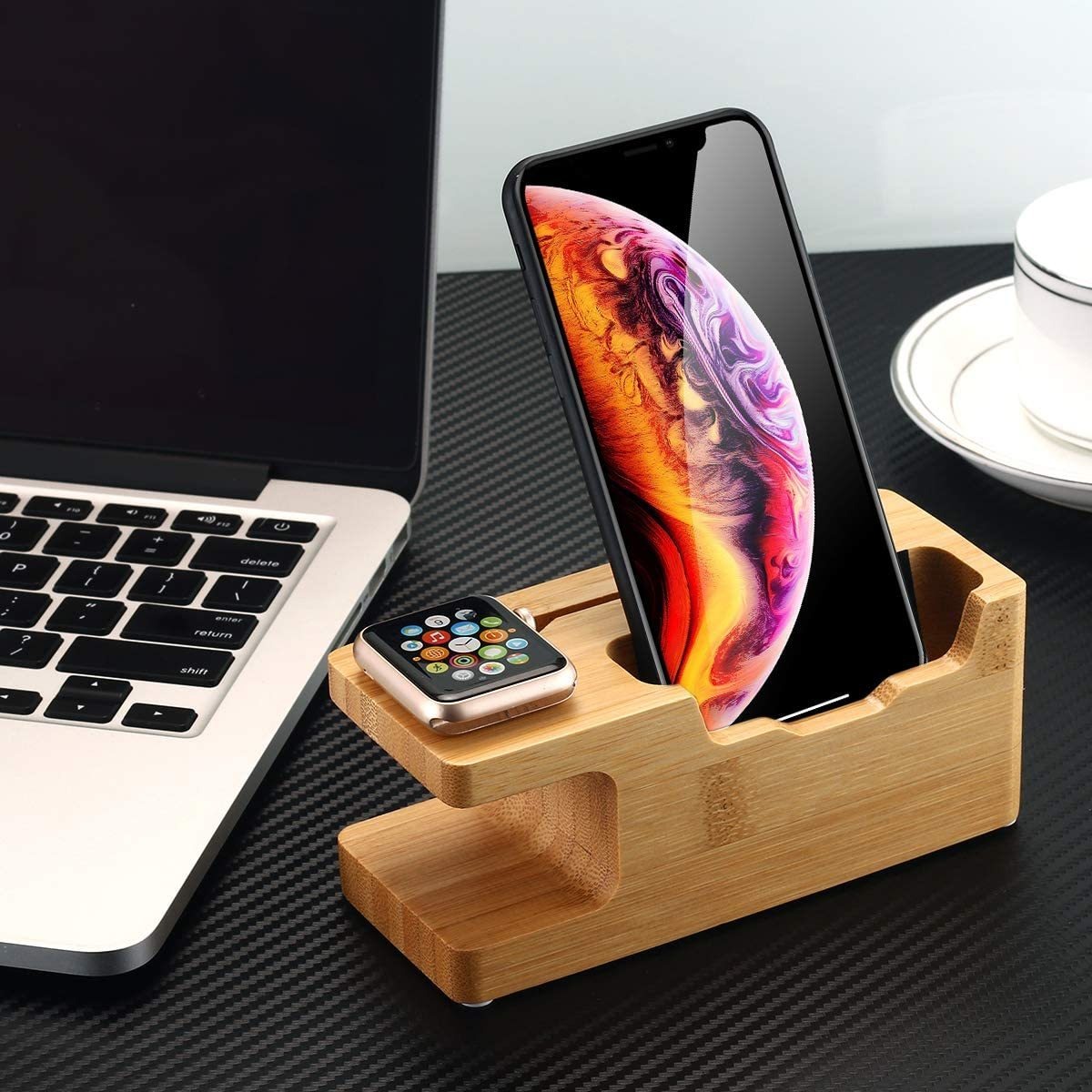 Aicase - Estación De Carga Usb De Madera De Bambú, 3 Puertos