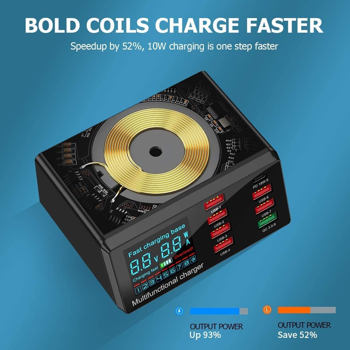 Cargador Rápido Usb De Carga Rápida 3.0 De 8 Puertos, Hub Us