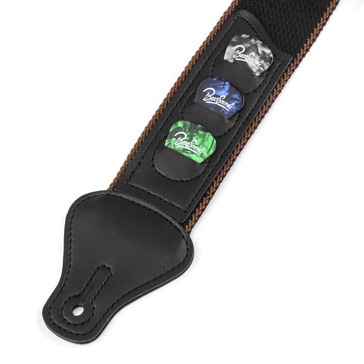 Bestsounds Correa De La Guitarra 100% Algodón Con Los Titula