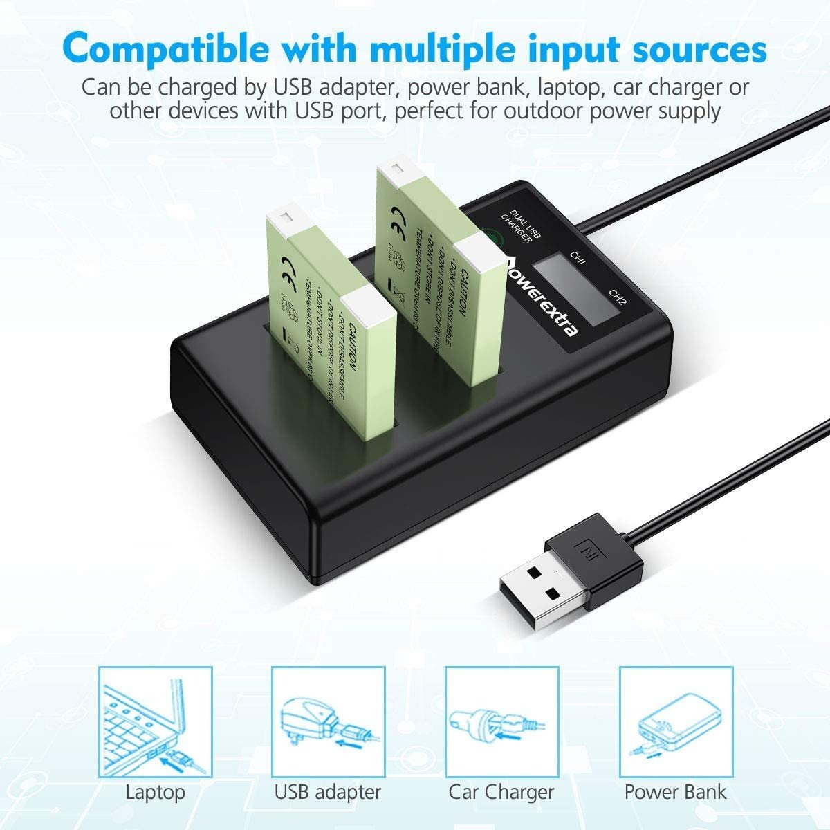 Powerextra - Batería De Repuesto Para Canon Nb-6lh (2 Unidad