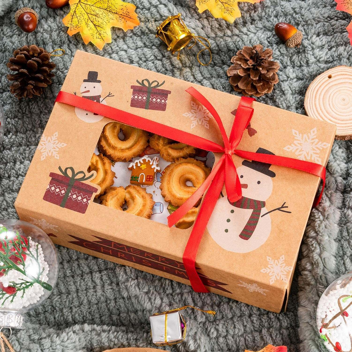 Sunolga Cajas De Galletas De Kraft 12 Piezas Con Ventana Dul