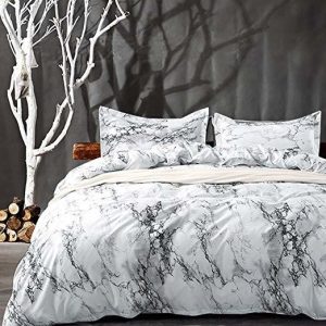 Nanko Rey De Cama Duvet Cover Set Blanco Negro Mármol, De 3