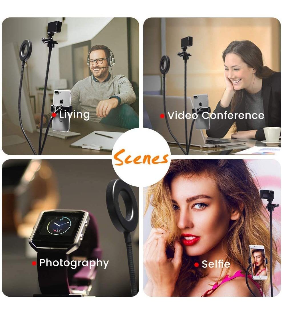 Webcam Lighting Stand For Live Stream, Selfie Ring Light Wit