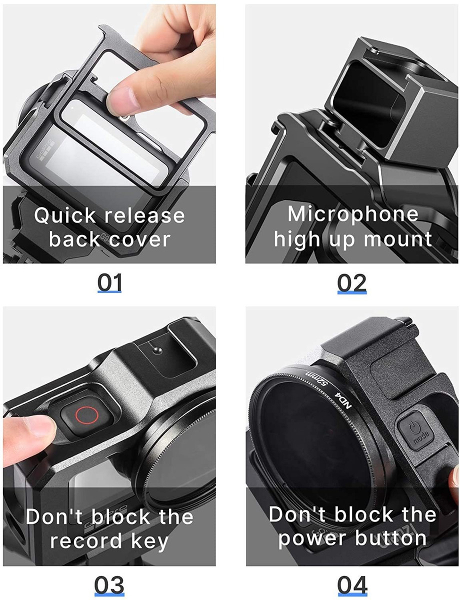 Ulanzi G9-5 Carcasa De Aluminio Para Gopro Héroe 9 Negro, 2