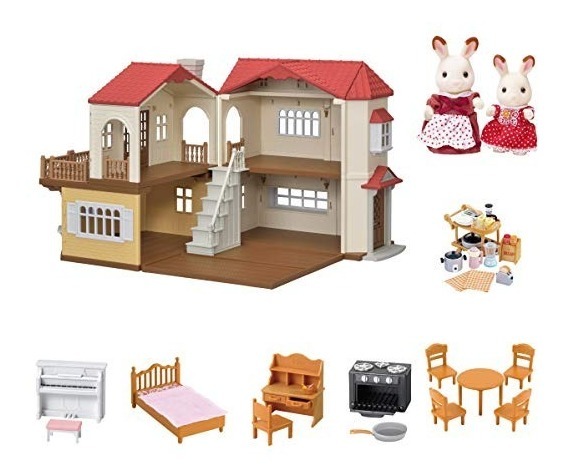 Conjunto Calico Critters Red Roof Casa De Campo Regalo