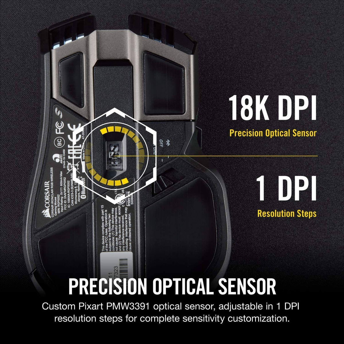 Corsair Ironclaw Inalámbrico Rgb - Ratón Para Juegos Fps Y M