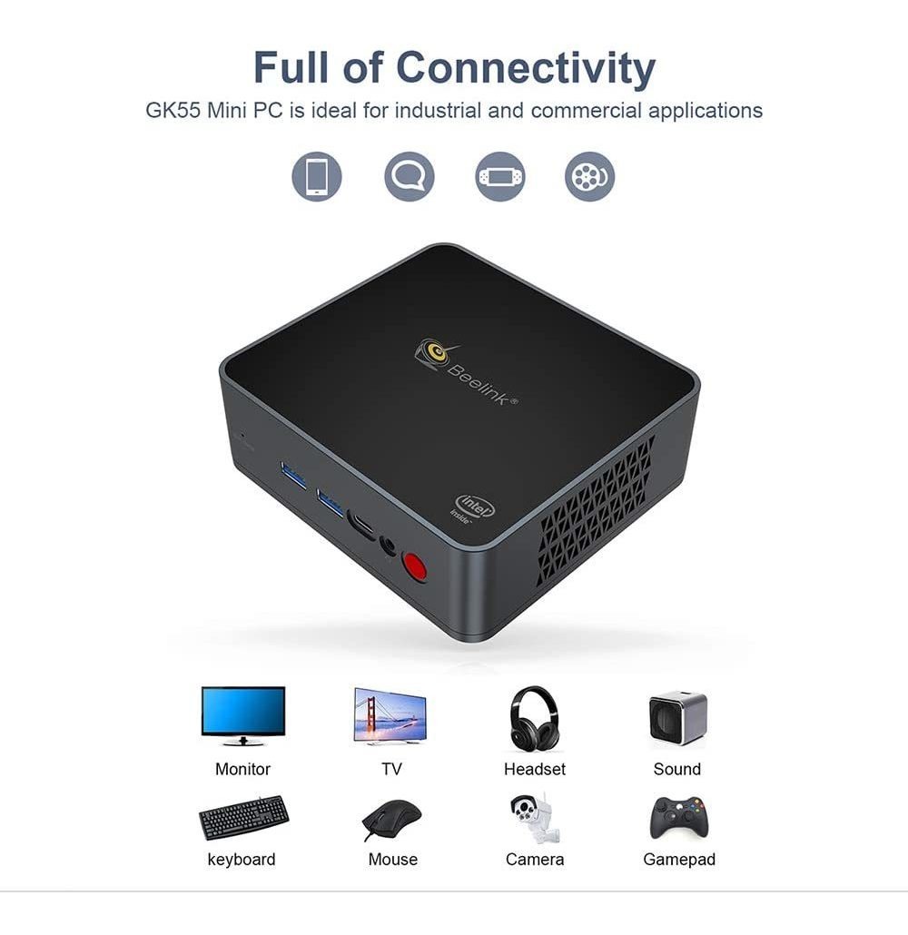 Beelink Mini Pc Gk55 Windows 10 Pro 8gb Lpddr4 256gb Ssd Int