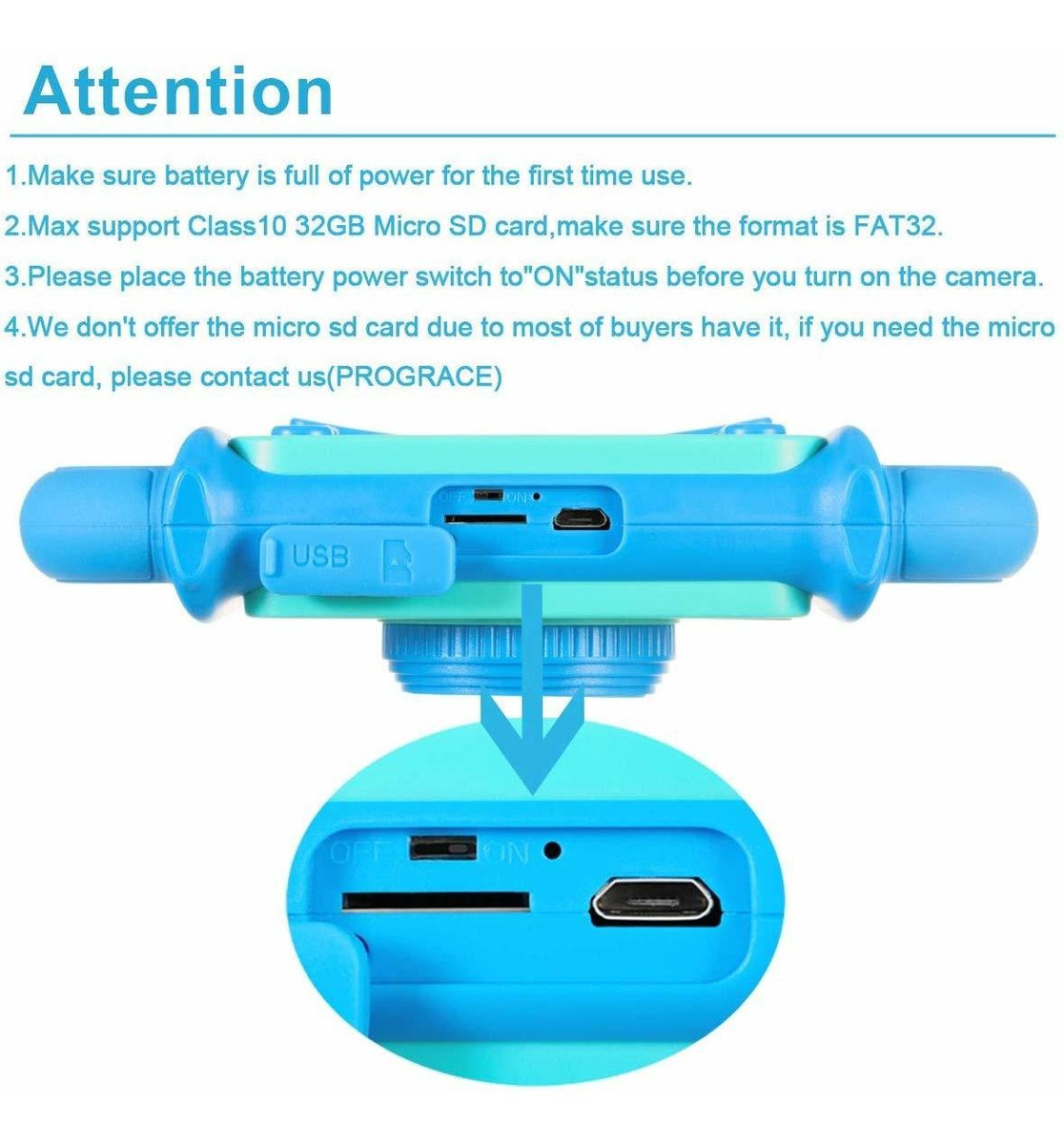 Prograce Cámara Creative Kids Cámara 1080p Hd Grabador De Ví