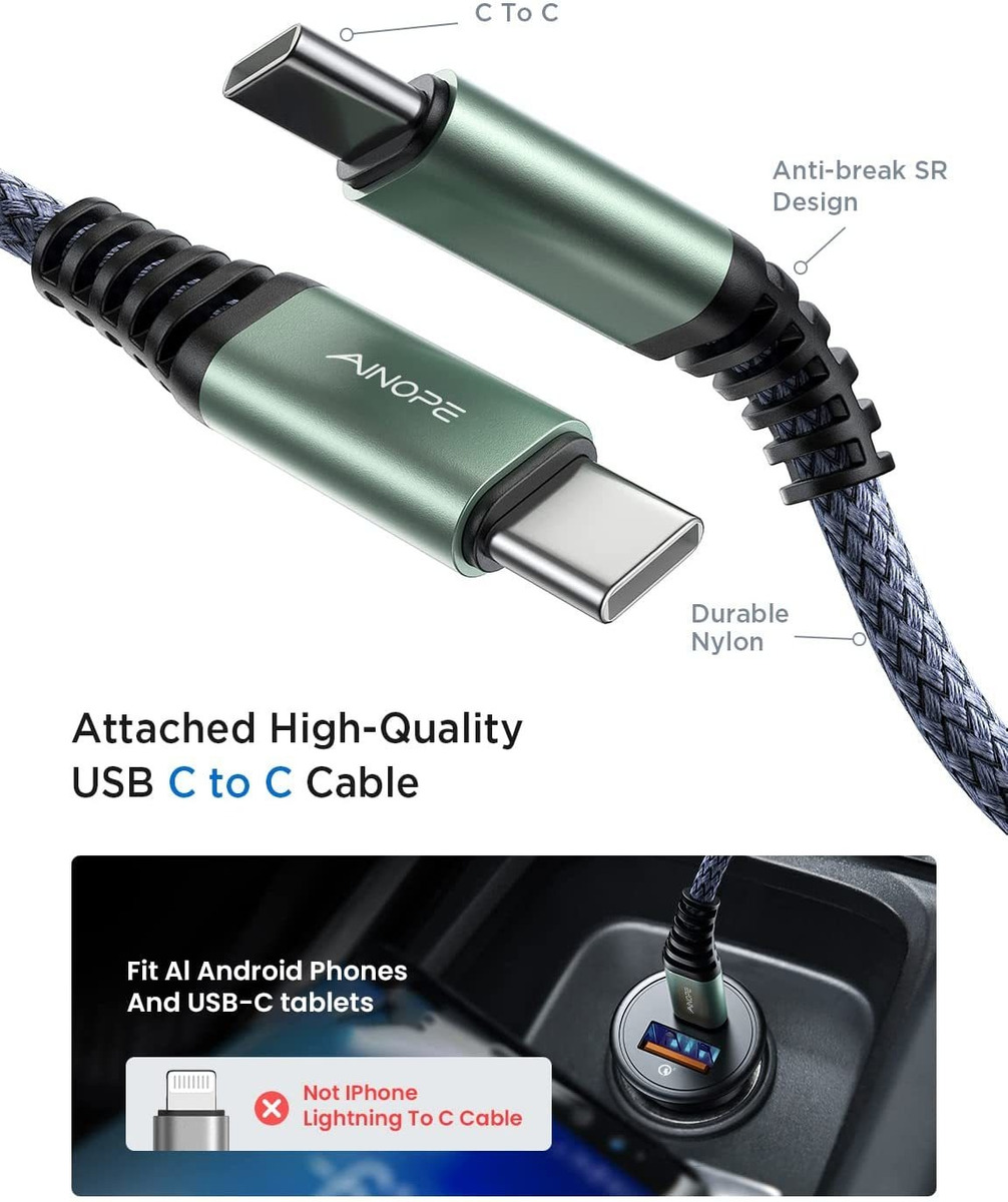 Ainope Cargador De Coche Usb C De 48 W Super Mini Todo Metal