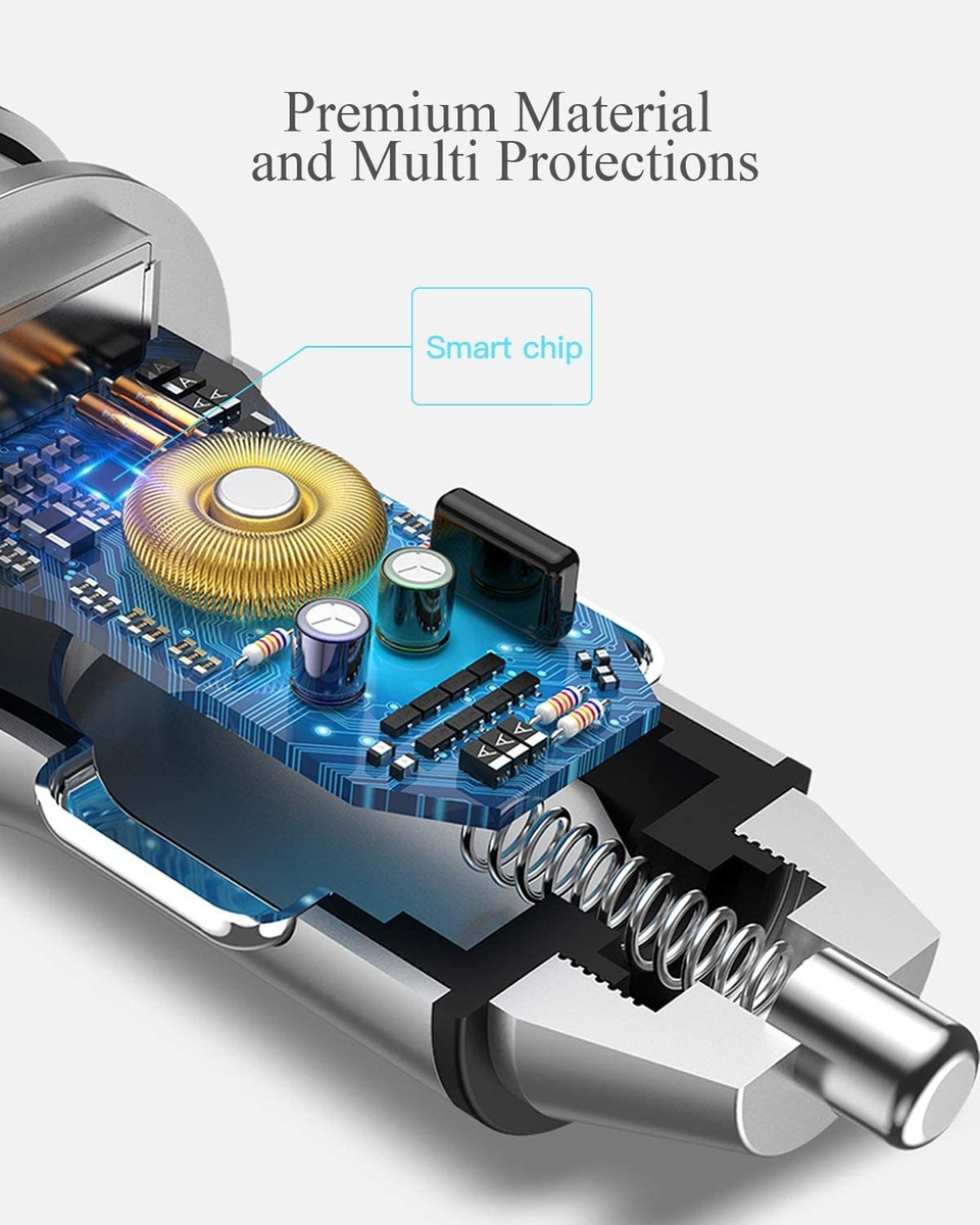 Cargador De Coche Usb C De 38 W Cobre Puro, Adaptador De C