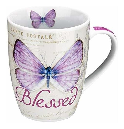 Taza De La Mariposa Bendecido - La Mariposa Botánico Púrpura
