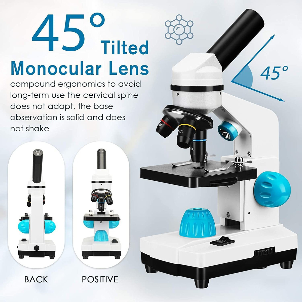 100x-2000x Microscopio Kit Para Niños Y Los Estudiantes, Lab