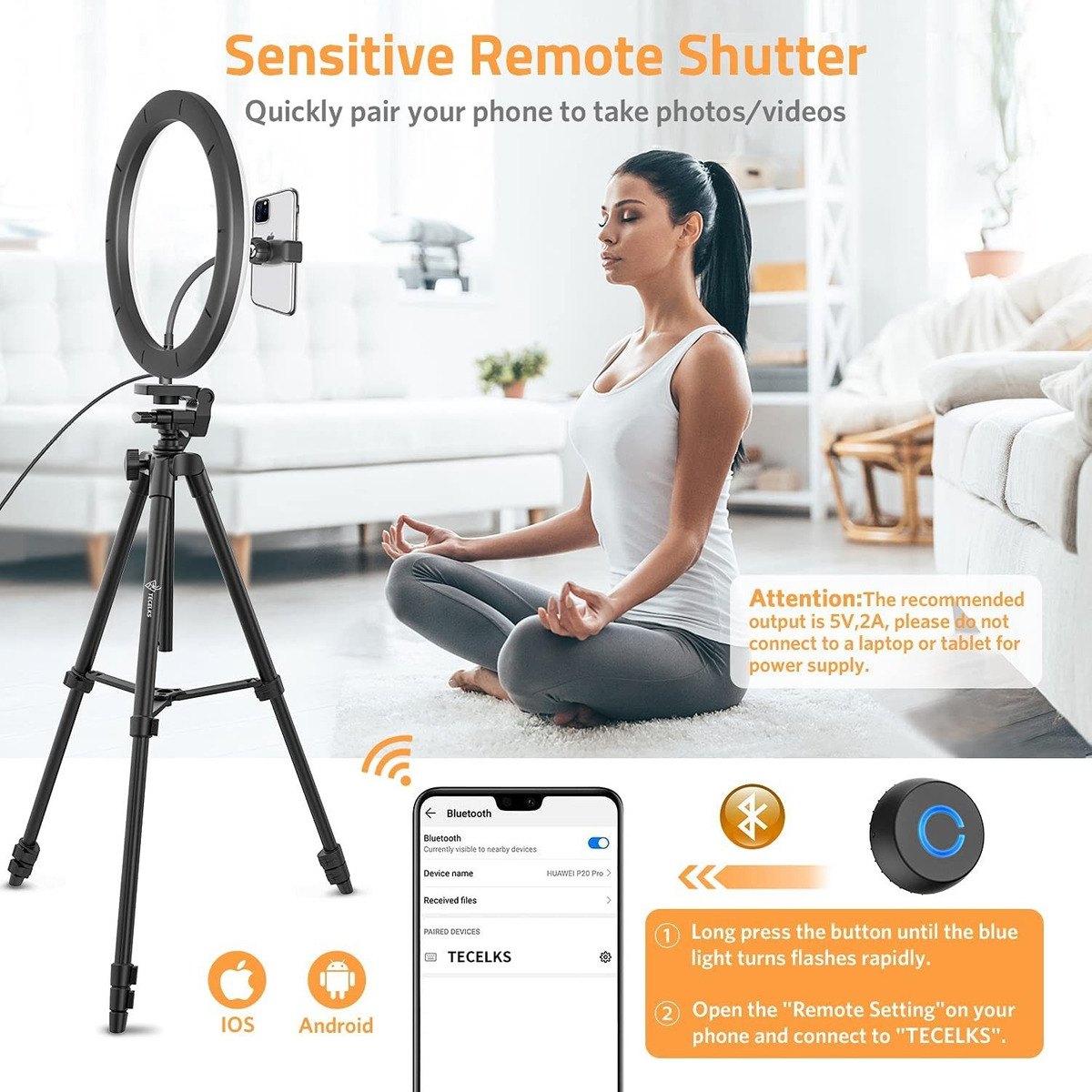 Anillo De Luz Grande De 12 Pulgadas Con Soporte Ajustable, S