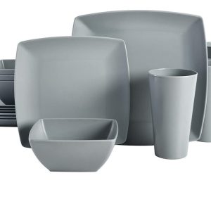 Gibson Home Soho Grayson – Vajilla Cuadrada De Melamina Para