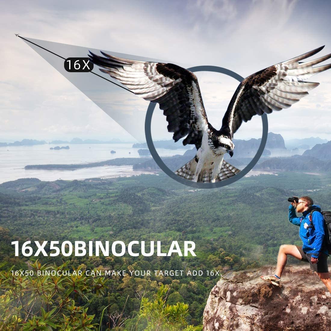 Telescopio Monocular, 16x50 De Alta Definición, Con El Teléf