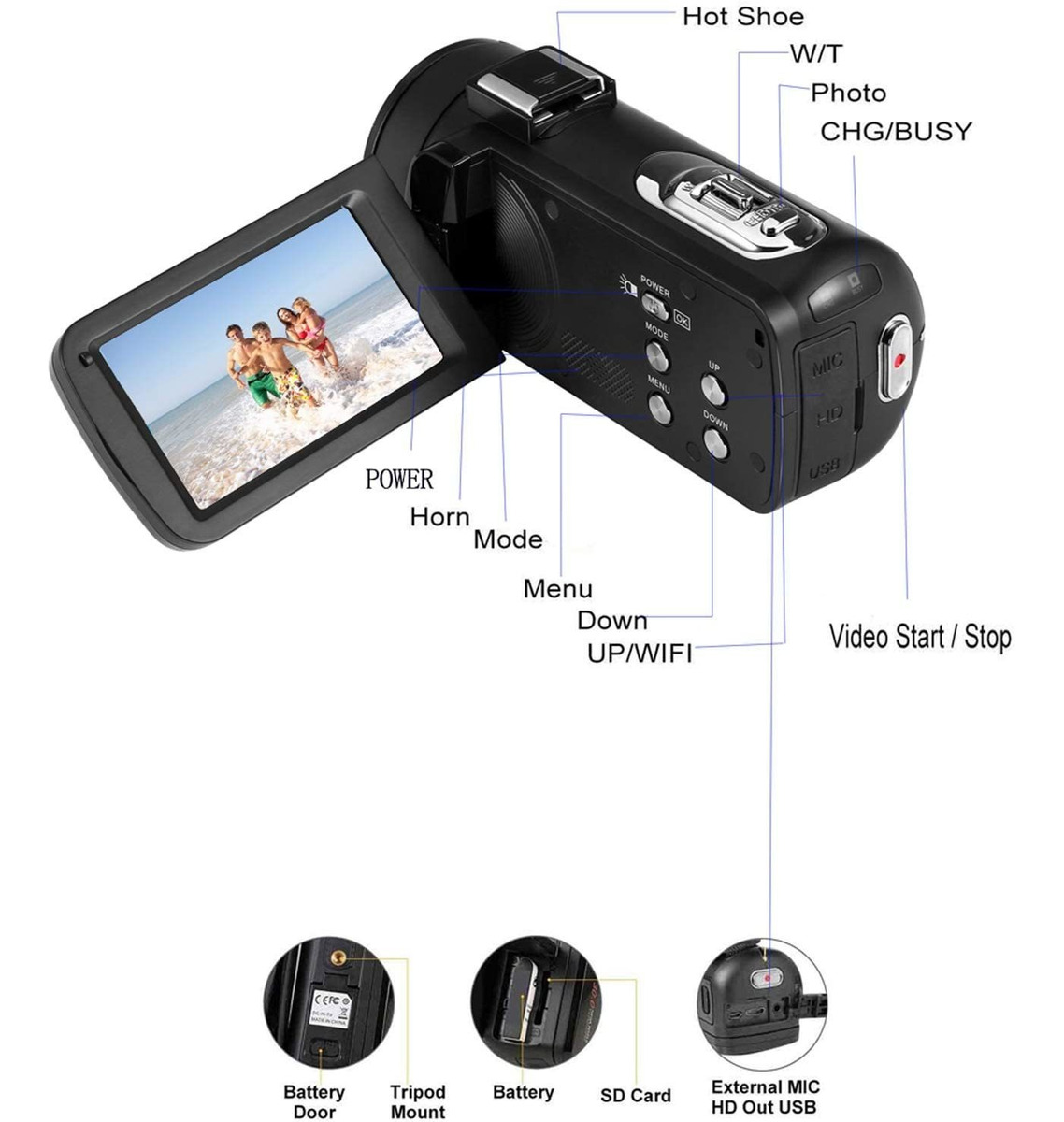 Videocámara Digital De Youtube Vlogging Videocámara, Hd 1080