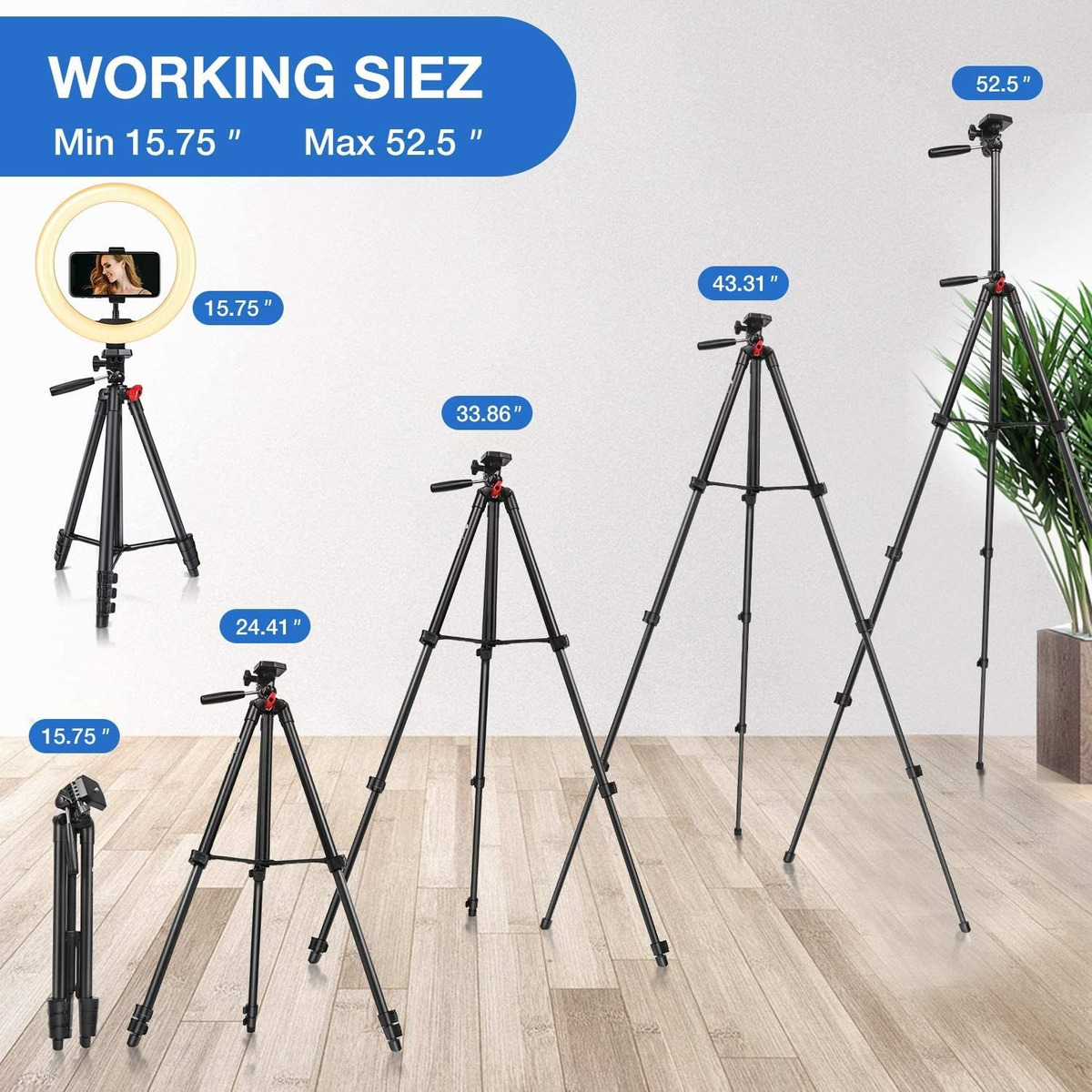 Yesker 10 '' Luz Del Anillo Con 51 Trípode Flexible Soporte