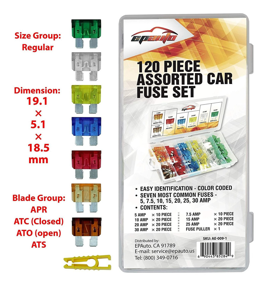 120 Pieces - Epauto Assorted Car Truck Standard Blade Fuse S