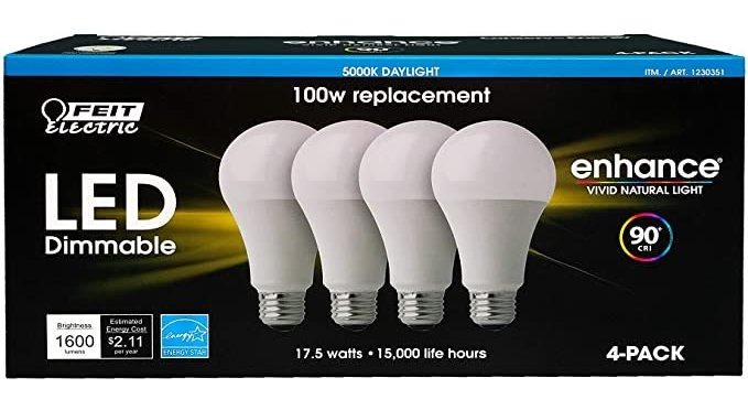 Feit Led Regulable De 5000 K, Paquete De 4 (reemplazo De 100