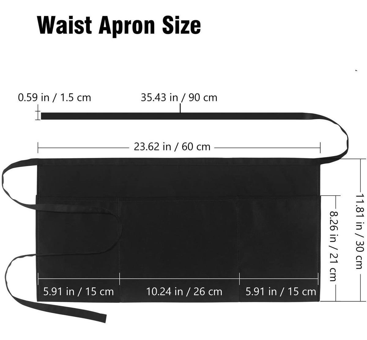 Xornis 6 Delantales De Cintura Con 3 Bolsillos Camarera Serv
