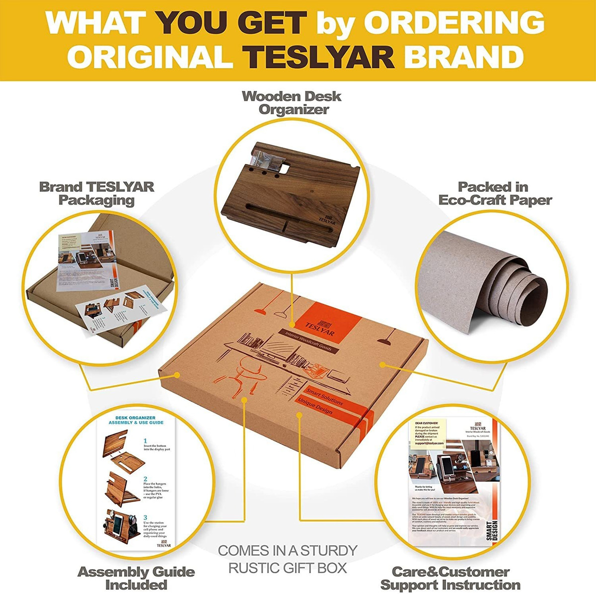 Teslyar Soporte De Madera De Nogal Natural Para Teléfono Con