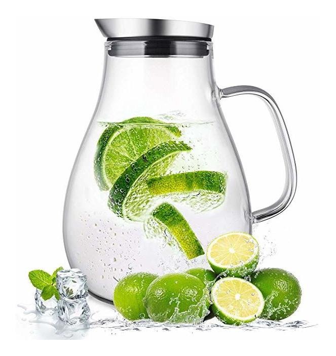 2,0 Litros Jarra De Vidrio Con Tapa, Agua Jarra Jarro De Agu