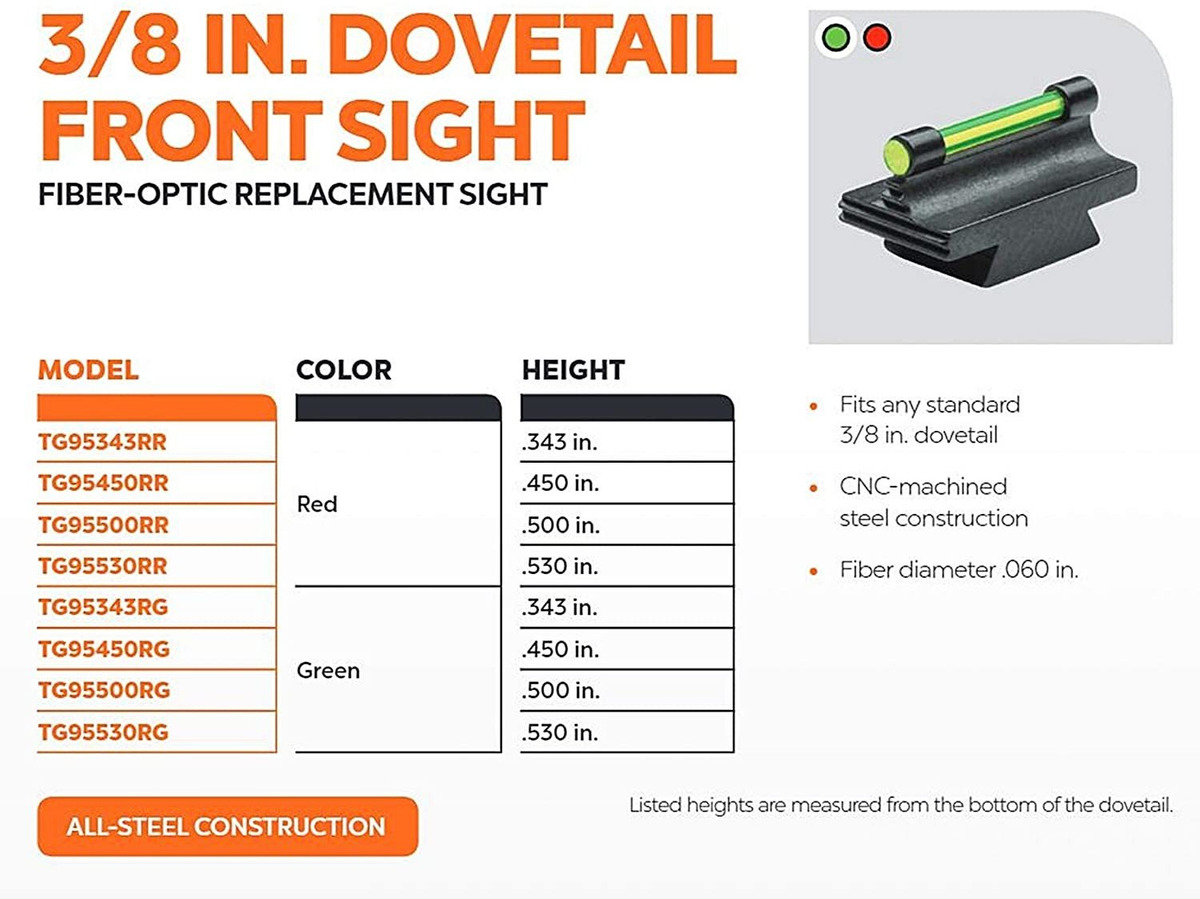 Truglo 3/8 Pulgadas De Cola De Milano Frente Vista Del Rifle