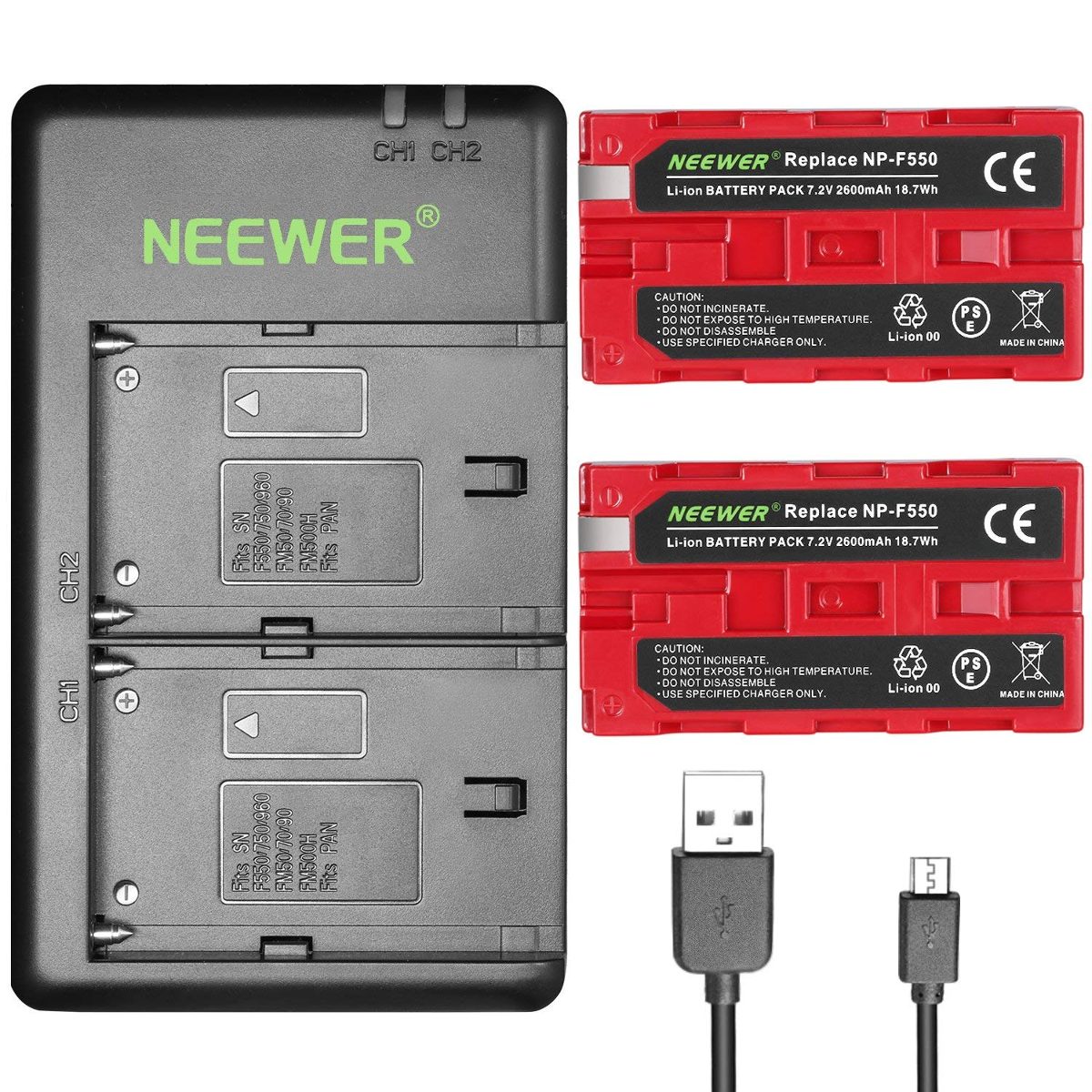 Cargador De Batería Neewer Np-f550 Conjunto Para Sony Np F97