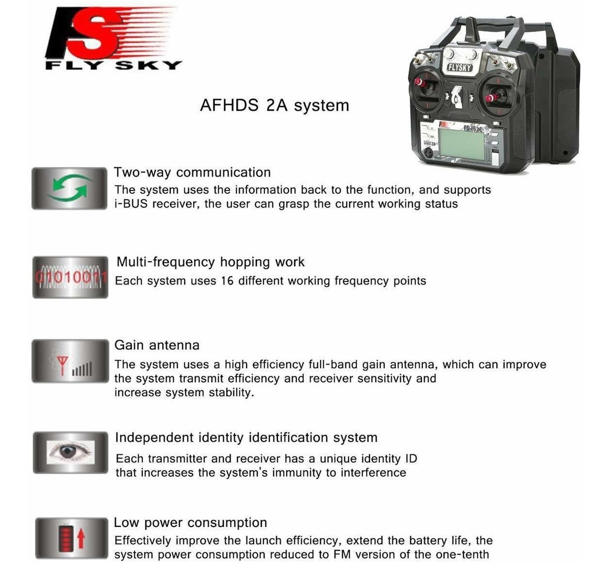 Transmisor Rc Afhds Flysky Fs-i6x 10ch 2,4 Ghz W / Fs-ia6b R