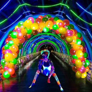 Watinc 123pcs Partido Reactiva Blacklight Uv Globos Garland,
