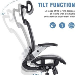 Gabrylly Silla De Oficina De Malla Ergonómica, Respaldo Alto
