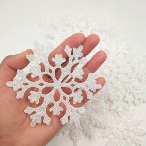 36 Adornos De Plástico Blanco Con Purpurina De Copo De Nieve