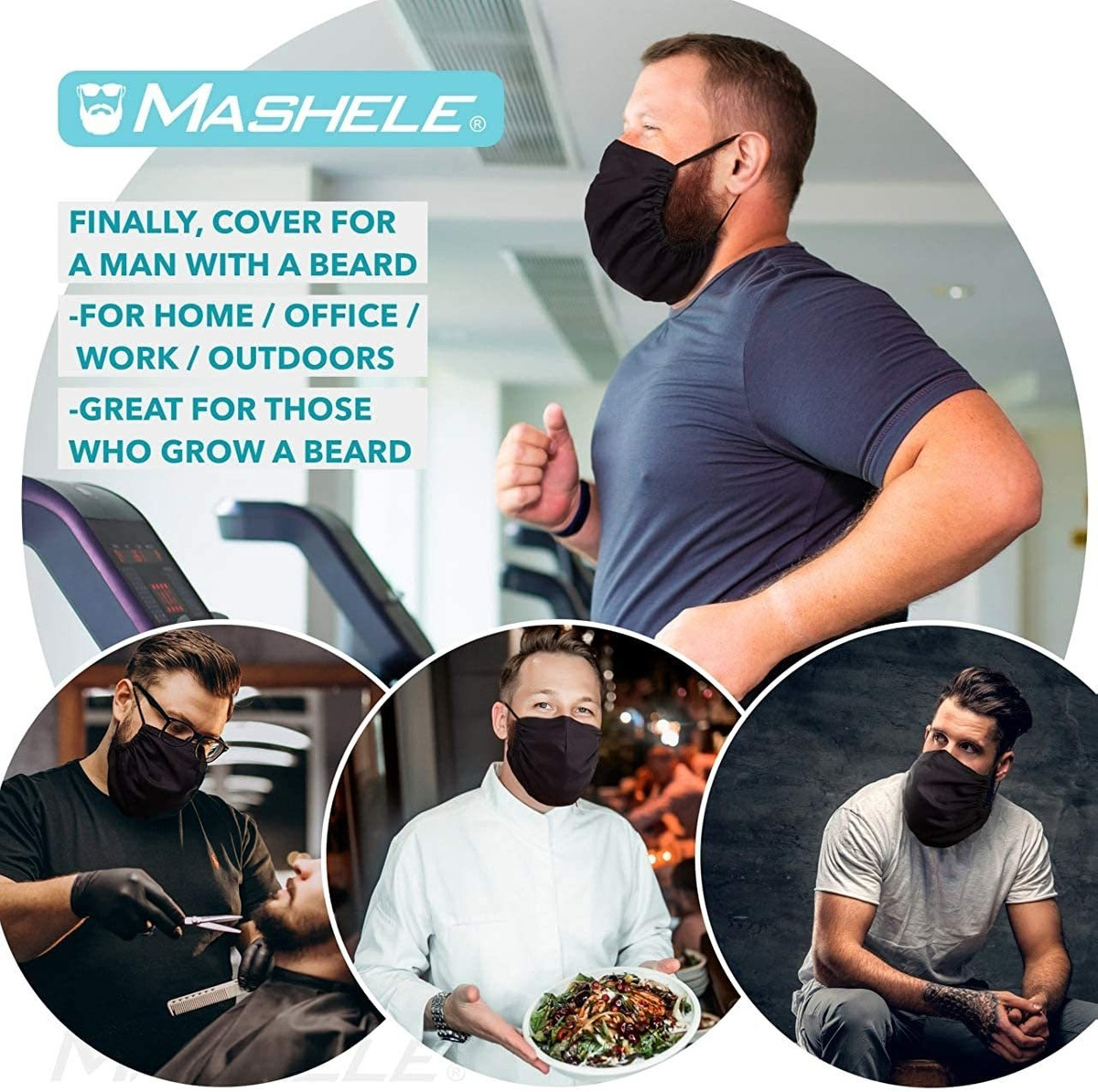 Mashele - Cubrebocas Para Cara Y Barba, Extra Grande, Reutil