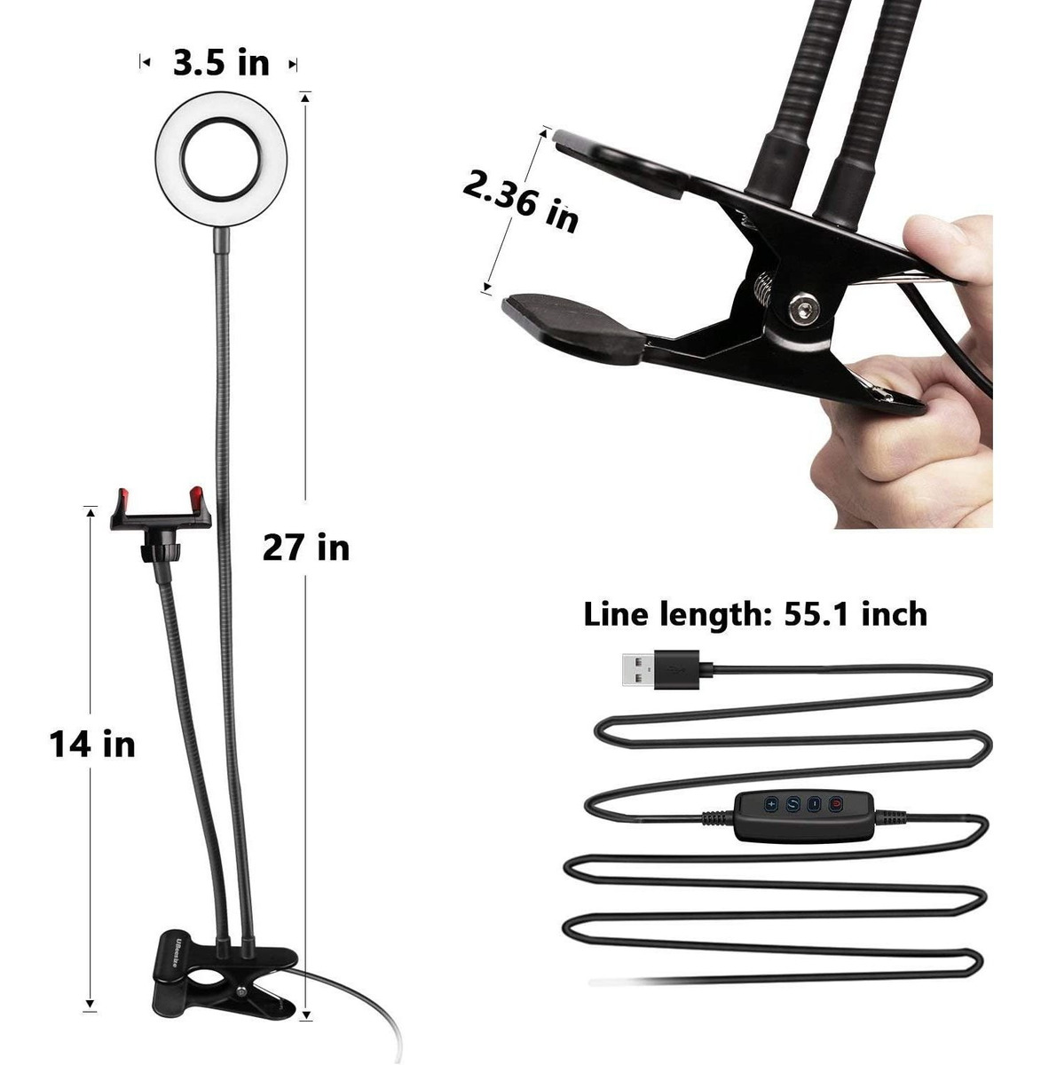Selfie - Anillo De Luz Con Soporte Para Teléfono Móvil Para