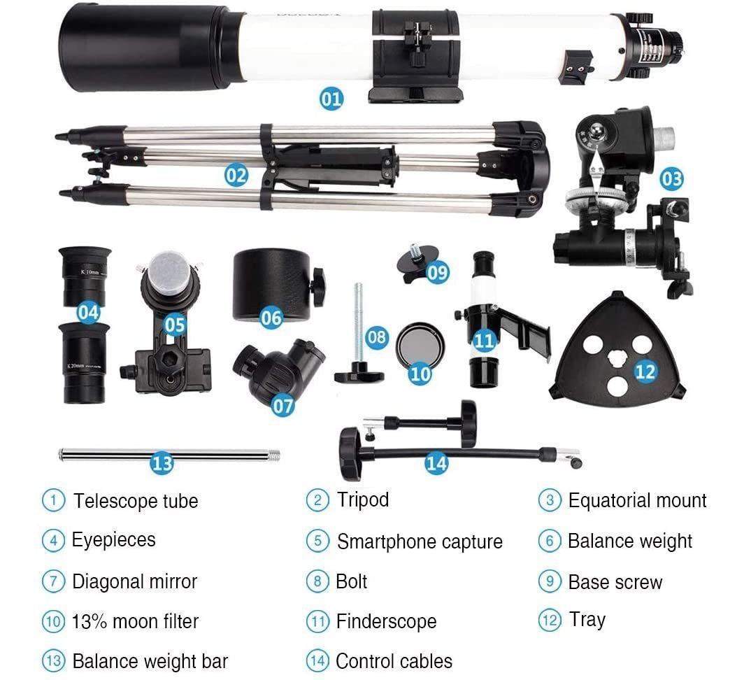 Telescopio 80eq - Alcance De Refractor De 3.150 En La De Ape