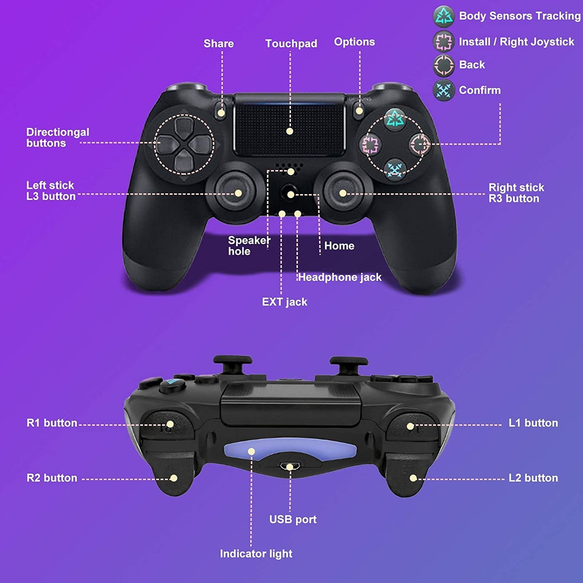 Fephant - Controlador Inalámbrico Para Playstation 4, Ps4 In