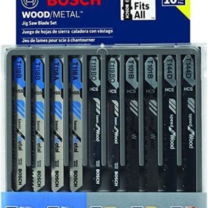 Bosch T-vástago Multiuso Jigsaw Blades, 10 Piezas, Surtidos,