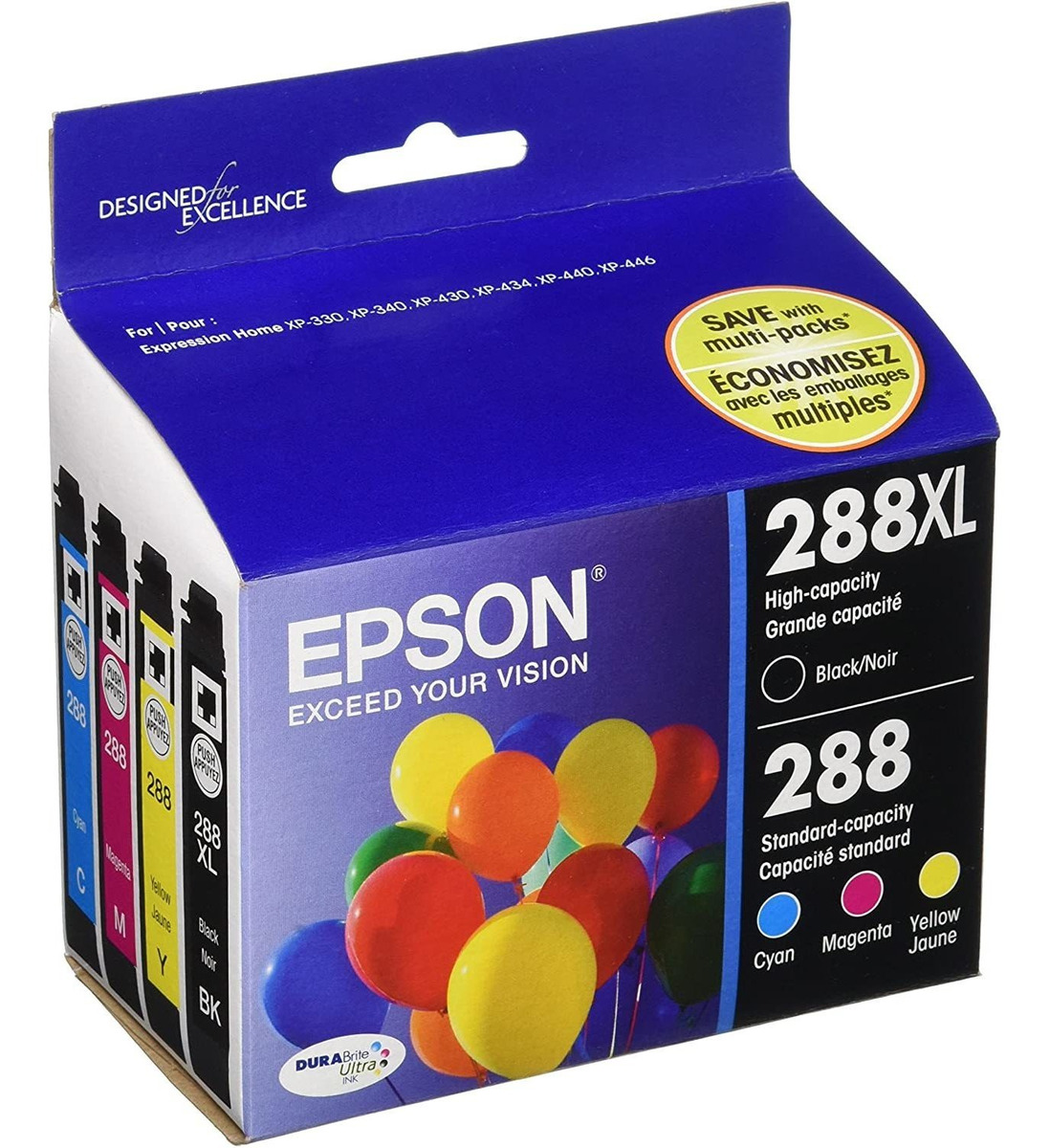 Epson Cartucho De Tinta, 288xl Negro 288 Cian, Magenta, Amar