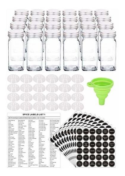 24 Frascos De Vidrio De Especias Con 360 Etiquetas De Spice
