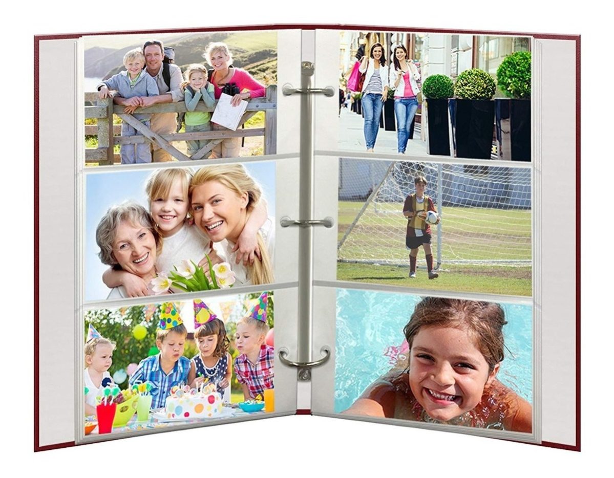 Álbum De Fotos De 3 Anillos Con 300 Bolsillos, Rojo Borgoña