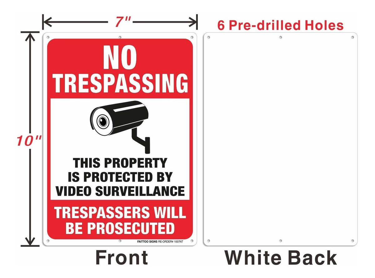 2 Metal De Paquete De Video Vigilancia Signos, Prohibido El