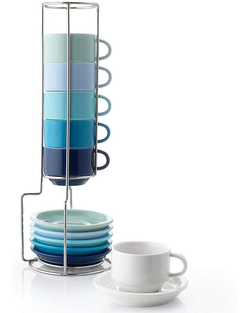 Sweese - Juego De 6 Tazas De Café Espresso Apilables, Con Pl