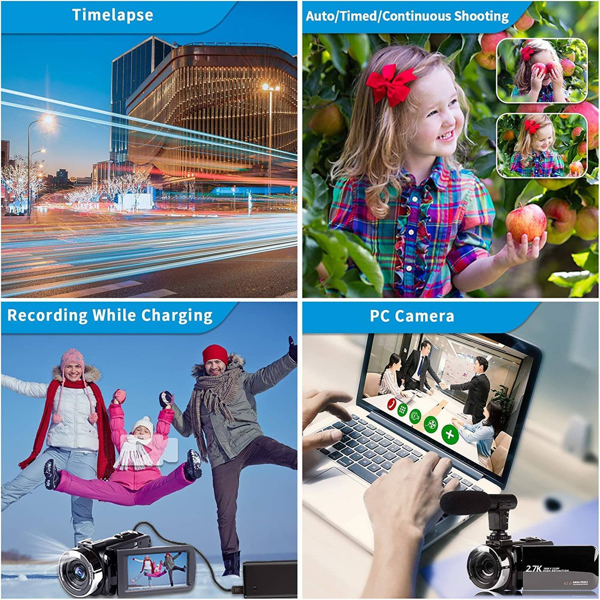 Cámara De Vídeo De 2,7 K Videocámara Vlogging Cámara Para Yo