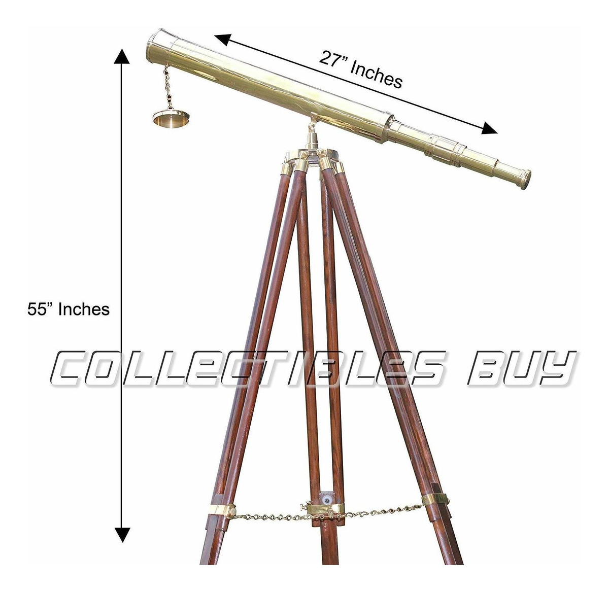 Brillante Latón Náutico Individual Barril Telescopio Trípode