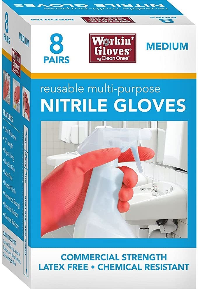 Guantes De Nitrilo Reutilizables De 12 Pulgadas, 8 Pares De
