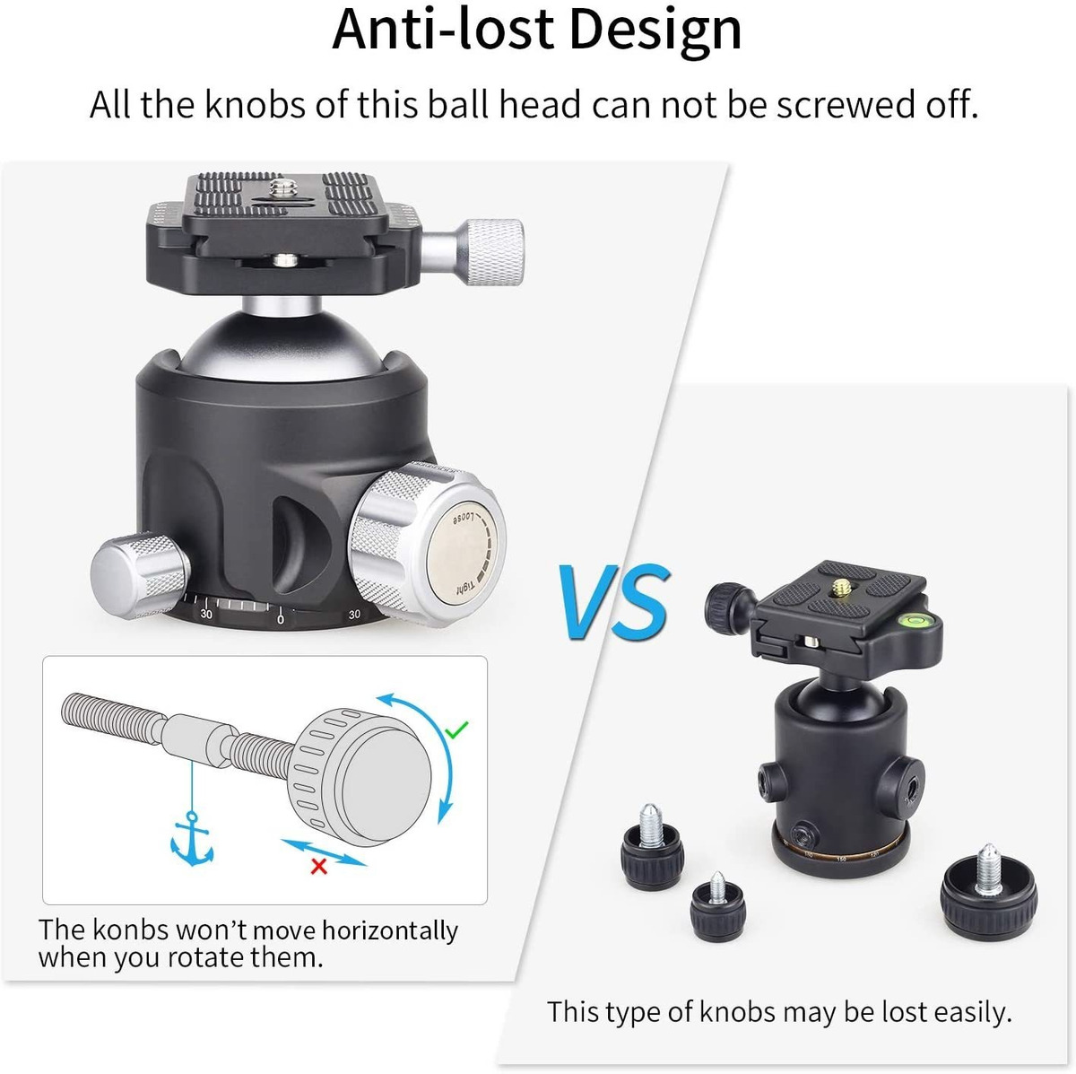 Cabeza De Bola De Perfil Bajo, Todo Trípode De Metal, Cabeza