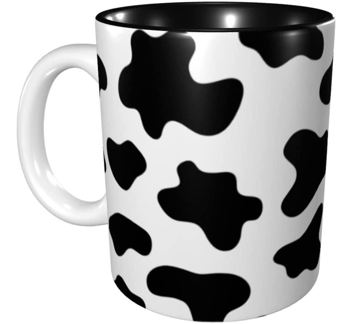 Taza De Café Con Estampado De Vaca De 11 Onzas En Blanco Y N